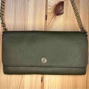 Michael Kors Jet Set Travel Wallet on a Chain Olive Green